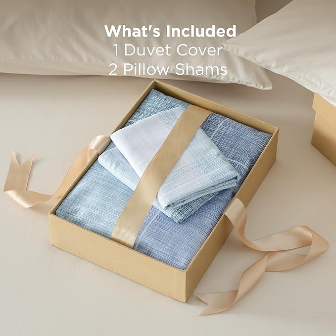 Bedsure Duvet Cover King Size - Gingham Reversible Buffalo Plaid Duvet Cover Set with Zipper Closure, 3 Pieces Blue Bedding Set with 8 Corner Ties and 2 Pillow Shams 20"x36"