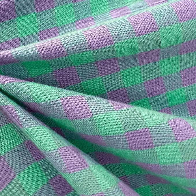 LifeTB Twin XL Comforter Set Green Gingham Bedding Comforter with 2 Pillowcases Geometric Checkered Plaid Comforter Set for All Season Green Purple Grid Printed Fluffy Soft Lightweight Bedding Set
