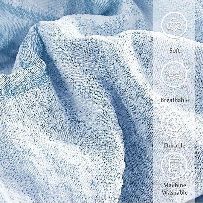 Geniospin Light Blue Full Comforter Set for Girls- 7 Pieces Bowknot Jacquard Bed in A Bag Full Bedding Sets with Sheets, Pillowcases & Shams, All Season Kids Comforter Set