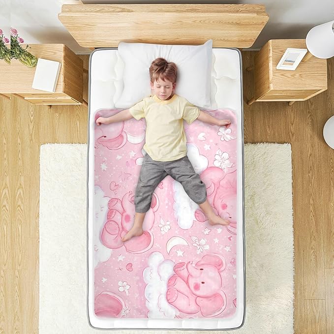 Waterproof Bed Pad Reusable Changing Pad Toddler Mattress Protector Large Pee Pad Baby Diaper Pad Soft Washable Liner Pink Elephants Clouds Flowers