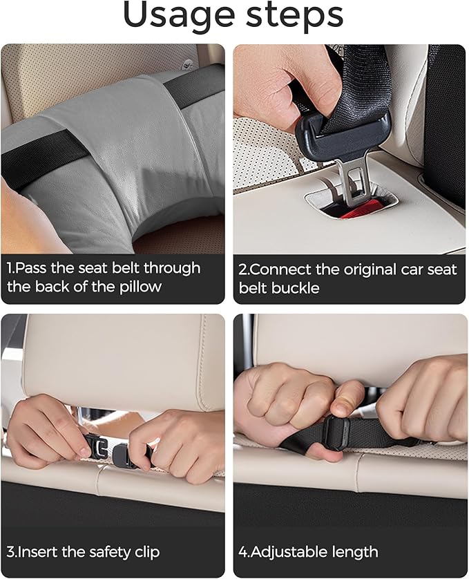 BEBAS U-Shaped Kids Travel Pillow for Car Travel Accessories for Children Adults - Soft Breathable Supports Neck Head for Sleeping - Adjustable Strap for Airplane Long Road Trip