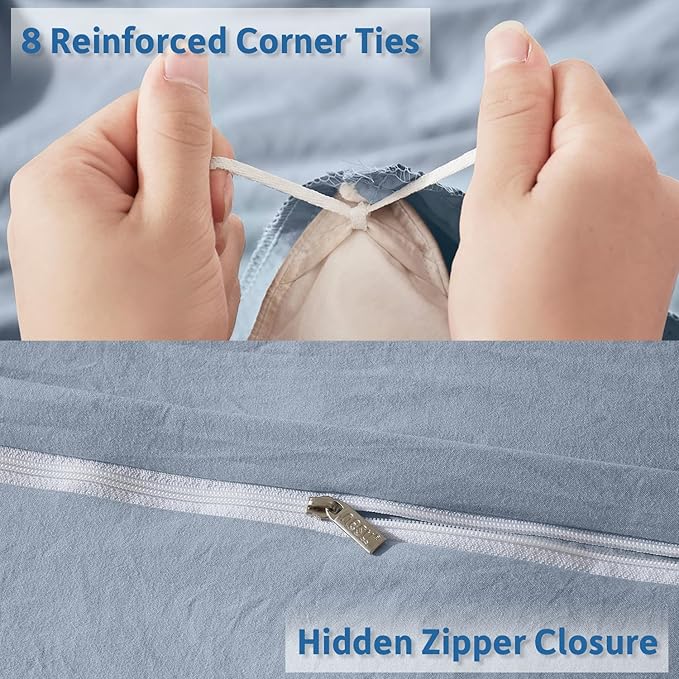 Nestl Stone Blue Duvet Cover King Size - Soft Prewashed King Duvet Cover Set, 3 Piece, with Zipper Closure, 1 Duvet Cover 104x90 inches and 2 Pillow Shams