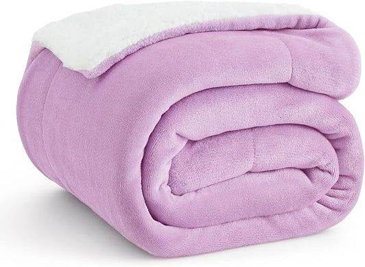 Bedsure GentleSoft Sherpa Fleece Twin Size Blanket for Couch, Non-Heated, Thick and Warm Throw for Girls and Women, Soft Fuzzy Plush Twin Blanket for Winter, Lilac, 60x80 Inches