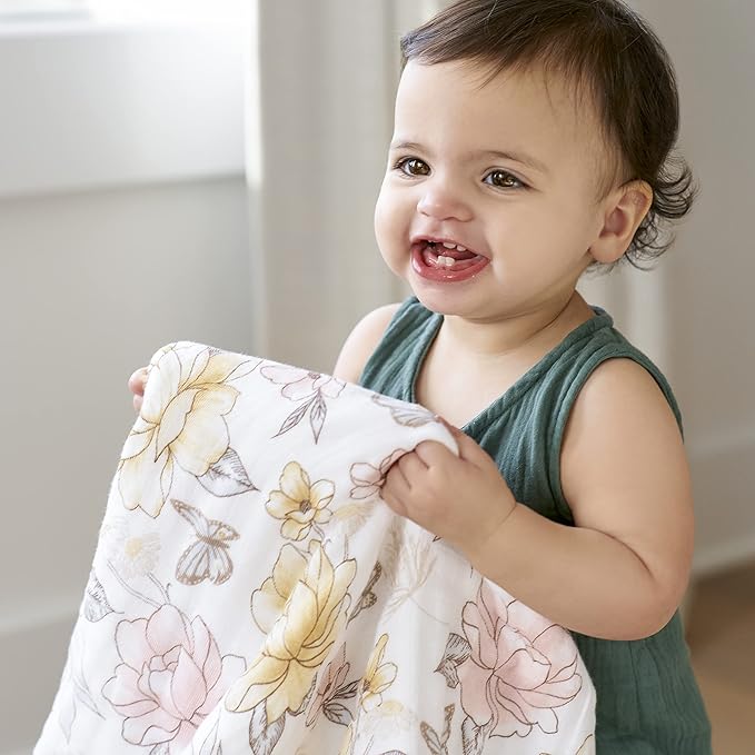 aden + anais Boutique Organic, 100% Organic Cotton Muslin Baby Blanket Crib Bedding for Newborn Baby and Toddler, Nursery Blanket for Boys and Girls, Baby Registry and Shower Gift - Earthly, Rosewood