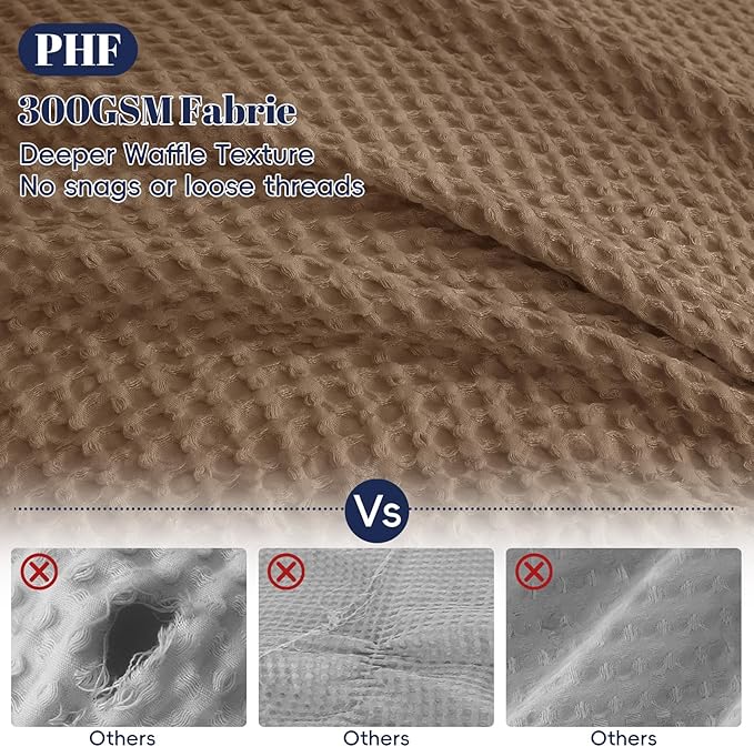 PHF Waffle Duvet Cover Set California King, No Snagging Soft Luxury Textured Breathable Comforter Cover for All Season 3pcs, Durable Bedding Duvet Set with 2 Pillow Shams, 104"x98", Mocha/Cocoa Brown
