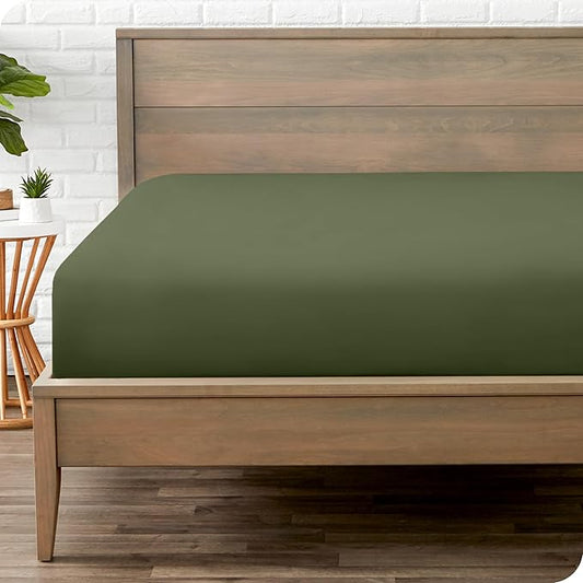 Bare Home Fitted Bottom Sheet California King Size - Premium 1800 Microfiber - Ultra-Soft Hotel Luxury - Deep Pocket - Durable and Long Lasting (Cal King, Cypress)