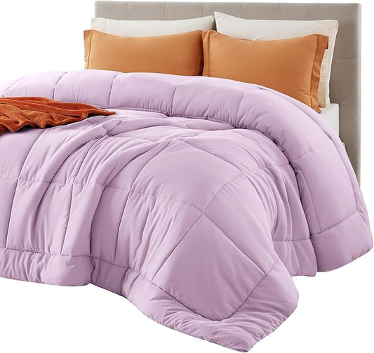 Bedsure Comforter Duvet Insert - Quilted Comforters Full Size, All Season Duvet, GentleSoft Down Alternative Bedding, with 8 Tabs, Gifts for Women/Men, Light Purple, Full 86 x 82 Inches