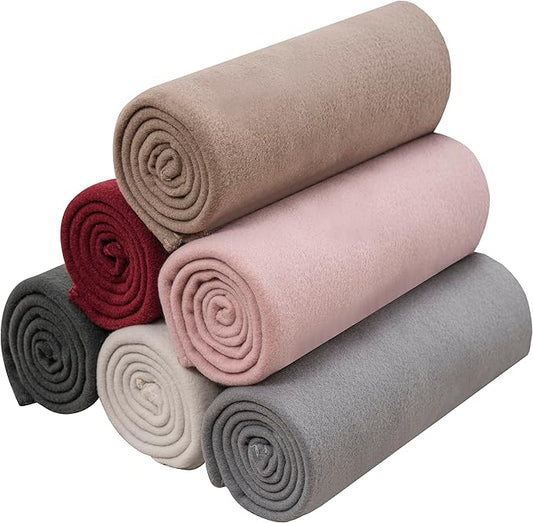 Fleece Throw Blanket Set Bulk for Travel Kids Outdoor Wedding Pet (Assorted #7, Pack of 6 50x60 Inches)