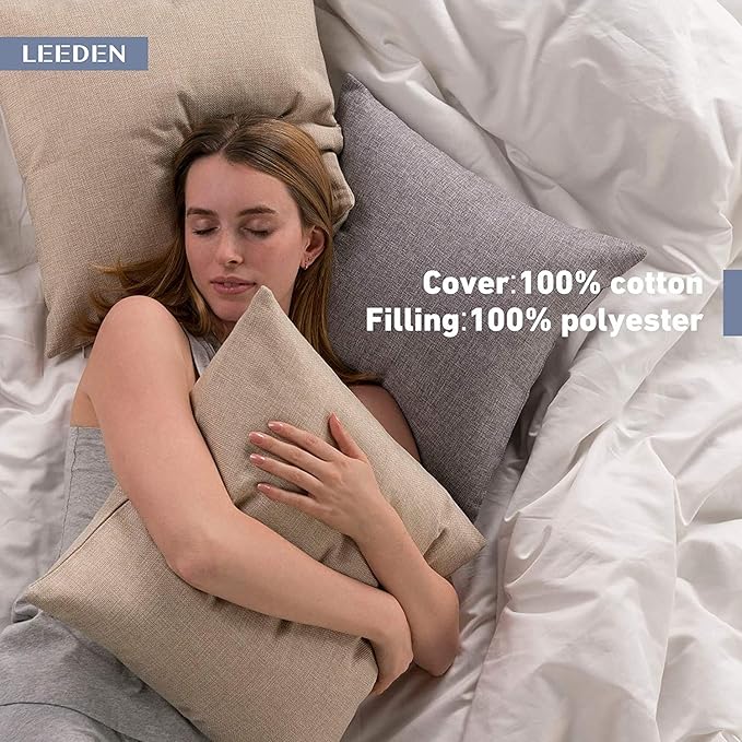 Leeden 14 x 22 Pillow Inserts (Set of 2) - Throw Pillow Inserts with 100% Cotton Cover - Rectangle Interior Sofa Pillow Inserts with Zipper for Sofa, Couch and Home Decor- White