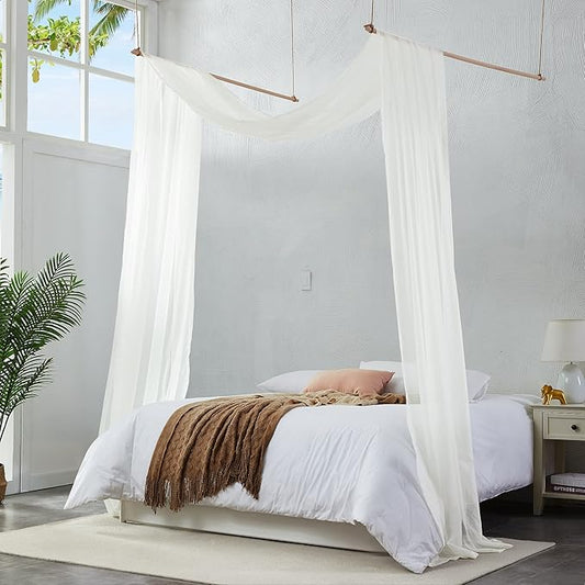 Warm Home Designs Beige Bed Canopy Curtains in 55 x 144 Inch Size. Our Twin Canopy Bed Curtains Work Great as Kids Canopy, Bed Scarf, Bed Curtain or to Enhance Bed Decor. BC Beige 144"