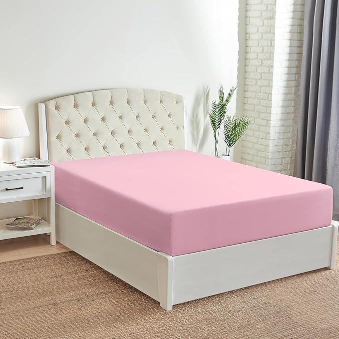 Mellanni Twin Fitted Sheet - Iconic Collection Bedding Sheets with up to 16 inch Deep Pocket - Soft & Cooling - Fade & Stain Resistant - 1 PC (Twin, Pink)
