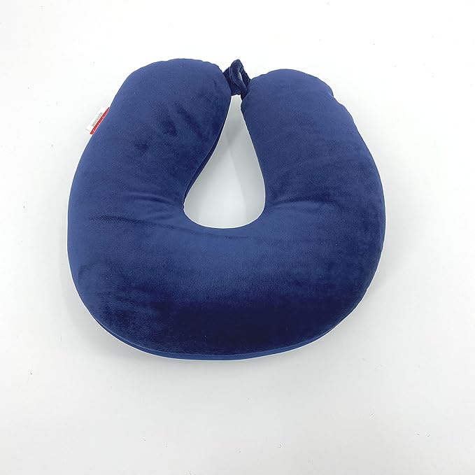 Bookishbunny U Shaped Micro Beads Microbead Neck Head Support Travel Pillow, 12"x12"x4" (SolidNavy)