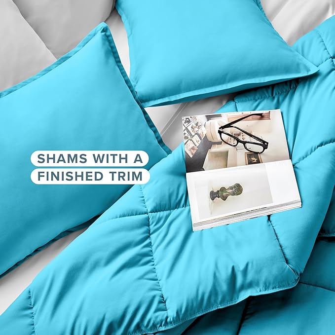 Bare Home Comforter Set - Twin/Twin Extra Long Size - Ultra-Soft - Goose Down Alternative - Premium 1800 Series - All Season Warmth (Twin/Twin XL, Aqua)