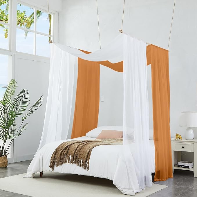 Warm Home Designs Caramel Gold Bed Canopy Curtains in 55 x 144 Inch Size. Our Twin Canopy Bed Curtains Work Great as Kids Canopy, Bed Scarf, Bed Curtain or to Enhance Bed Decor. BC Gold 144"