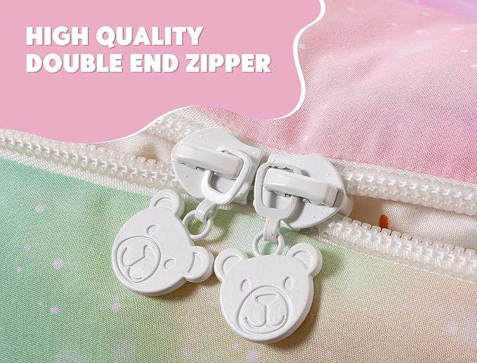 Meeting Story 3pcs Kids Comforter Set Zipper Bedding Set for Girls,Twin Kid Bedding Set Gradient Comforter Set for Kid,All in one Zipper Bedding（Yellowpink,Twin）