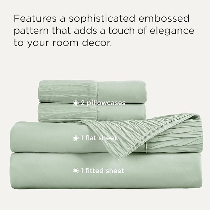 Bedsure California King Sheet Sets - 4 Pieces Soft Cal King Sheets - Breathable & Cooling - Hotel Luxury - Easy Care Polyester Microfiber Bedding for Women, Men, Sage Green