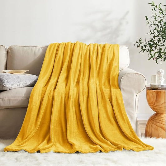 KMUSET Fleece Blanket Honey Yellow Lightweight Super Soft Cozy Fuzzy Bed Blankets Microfiber Factory Shop