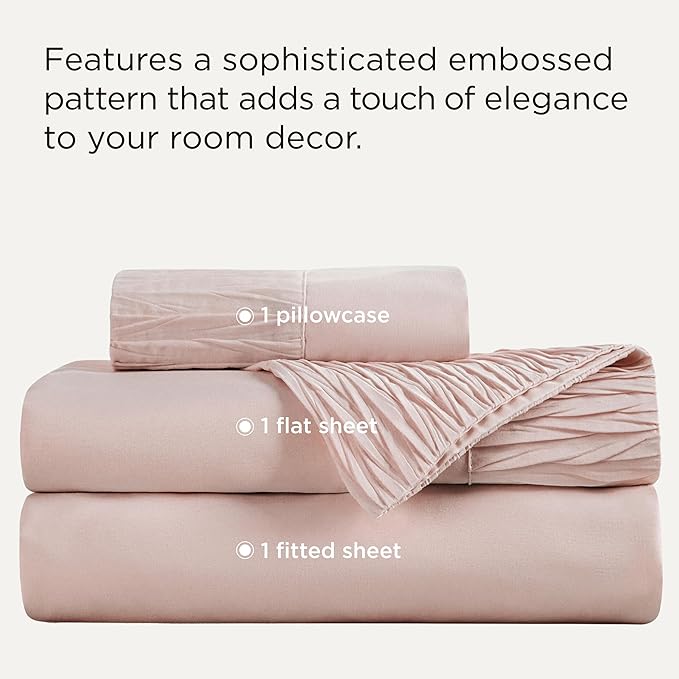 Bedsure Twin Sheets Set - 3 Pieces Soft Twin Bed Sheets - Breathable & Cooling - Hotel Luxury - Easy Care Polyester Microfiber Bedding for Women, Men, Dusty Pink