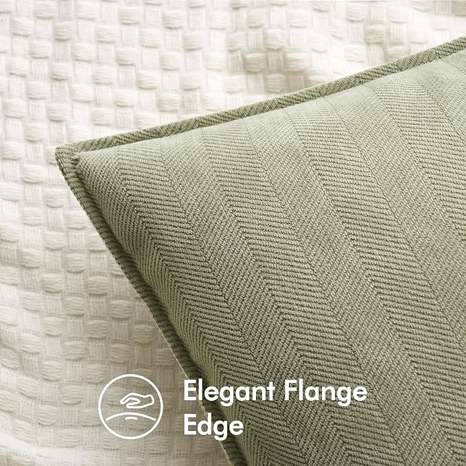 MIULEE Pack of 2 Sage Green Decorative Pillow Covers 22x22 Inch Soft Chenille Luxurious Couch Throw Pillows Farmhouse Cushion Covers Euro Shams Elegant Design for Sofa Bed Living Room Spring Decor