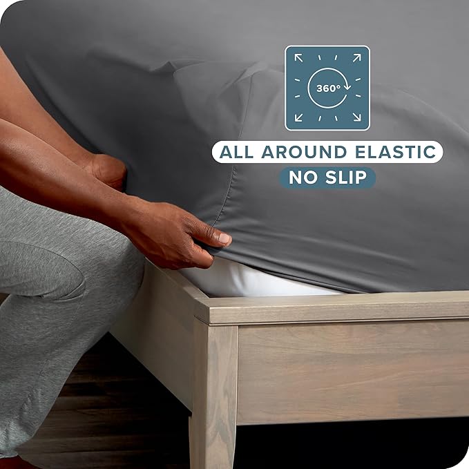 Bare Home 5-Pack Fitted Bottom Ultra-Soft Sheets Full - Premium 1800 Ultra-Soft Wrinkle Resistant Microfiber - Deep Pocket (Full, Grey)