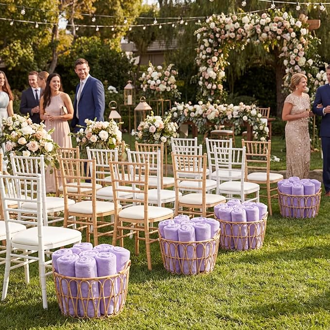 Tinideya 6 Pcs Flannel Fleece Throw Blanket Bulk 50 x 60 Inch Soft Fleece Blanket Warm Throw Blankets Coral Blankets for Couch Sofa Home Wedding Gifts Season (Lilac Color)
