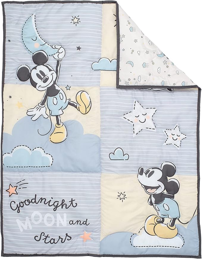 Lambs & Ivy Disney Baby Moonlight Mickey Mouse 3-Piece Nursery Crib Bedding Set