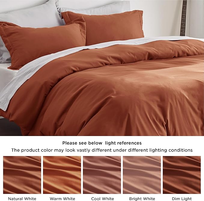 Bedsure Duvet Cover Full Size - Soft Double Brushed Bedding Set for Kids & Adults, Zipper Closure, 3 Pieces, Includes 1 Duvet Cover (80"x90") & 2 Pillow Shams, NO Comforter, Terracotta