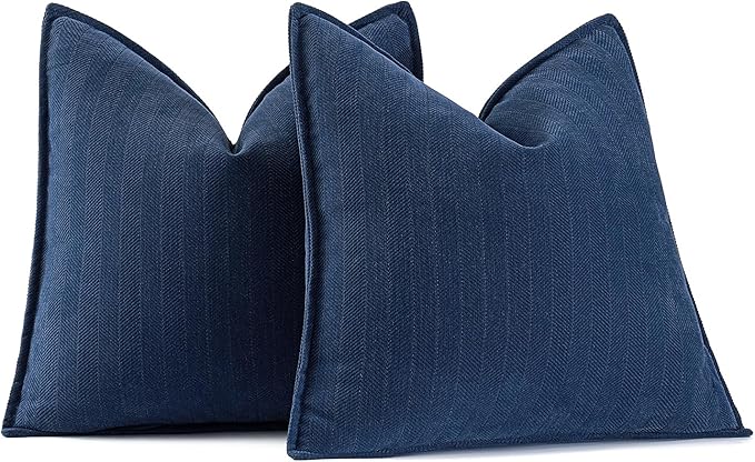 MIULEE Pack of 2 Navy Blue Decorative Pillow Covers 26x26 Inch Soft Chenille Luxurious Couch Throw Pillows Farmhouse Cushion Covers Euro Shams with Elegant Design for Sofa Bed Living Room Home Decor