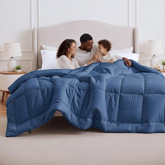 Bedsure Comforter Duvet Insert - Quilted Comforters Oversized King, All Season Duvet, GentleSoft Down Alternative Bedding, with 8 Tabs, Gifts for Women/Men, Dark Slate Blue, Oversize King 116x98Inche