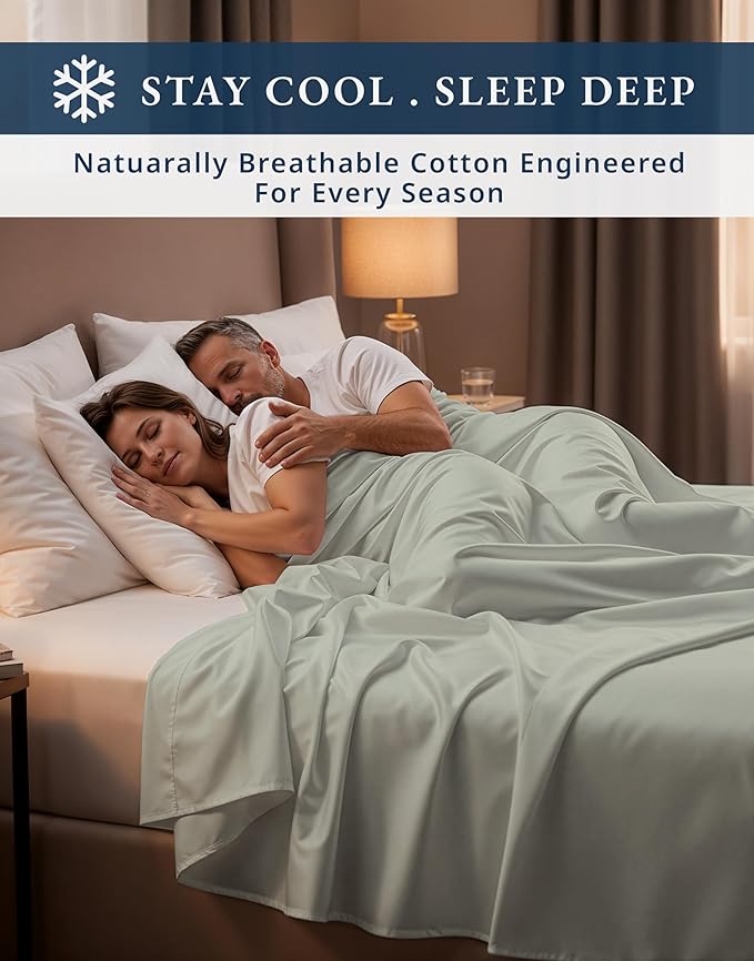 LANE LINEN 100% Egyptian Mercerized Cotton Twin Sheets Set, Eco Friendly Sustainably Produced No Pill Fade Resistant 15 Iinch Deep Pocket Cotton Sheets Twin - Mineral