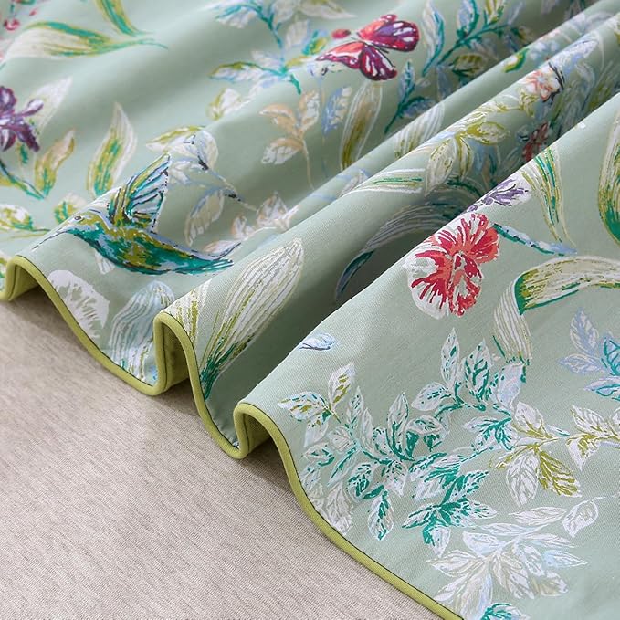 URBONUR Green Floral Duvet Cover Set King Size 100% Egyptian Cotton Bedding Set Farmhouse Butterfly Print Comforter Cover with Button Closure (3Pcs, King)