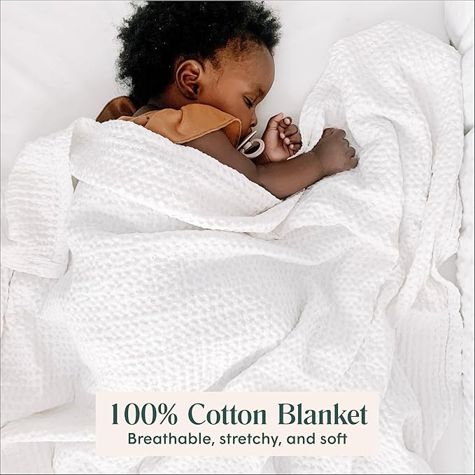 Simka Rose Waffle Baby Blanket Cotton Soft Breathable Swaddle Blanket for Nursery, Stroller & Crib Blanket - Receiving Blankets for Boys & Girls Gender Neutral Toddler Blanket