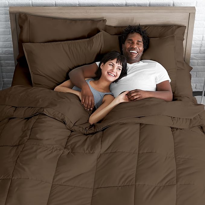 Bare Home 7-Piece Bed-in-A-Bag - Queen (Comforter Set: Cocoa, Sheet Set: Cocoa)