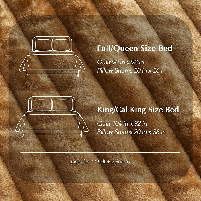 EVERGRACE Velvet Quilt Set King Size, Luxurious Soft Striped Channel Bedding Set, Lightweight Velvet Comforter for All Season, Oversized Bedspread Coverlet with 2 Matching Shams, Gold Yellow