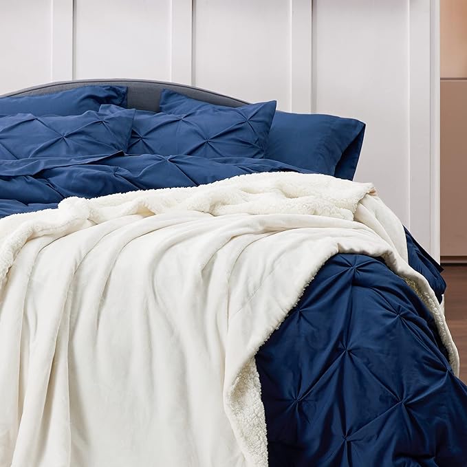 Bedsure GentleSoft Sherpa Fleece Throw Blanket for Couch, Non-Heated, Thick and Warm Throw for Women and Men, Soft Fuzzy Plush Blanket for Winter, Cream, 50x60 Inches