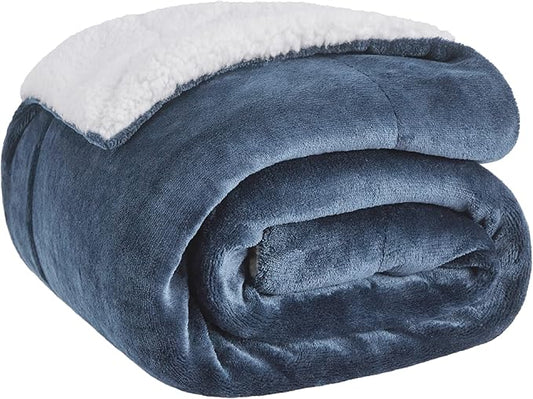 Bedsure GentleSoft Sherpa Fleece Twin Size Blanket for Couch, Non-Heated, Thick and Warm Throw for Women and Men, Soft Fuzzy Plush Twin Blanket for Winter, Slate Blue, 60x80 Inches