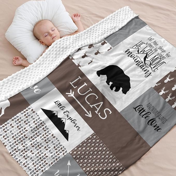 Customized Baby Blanket for Newborn Receiving, Cotton Lightweight - Personalized Baby Boy Gifts - Thermal Blanket Gift for Shower & Hospital Welcoming, Fondue Fudge, 40"x50"