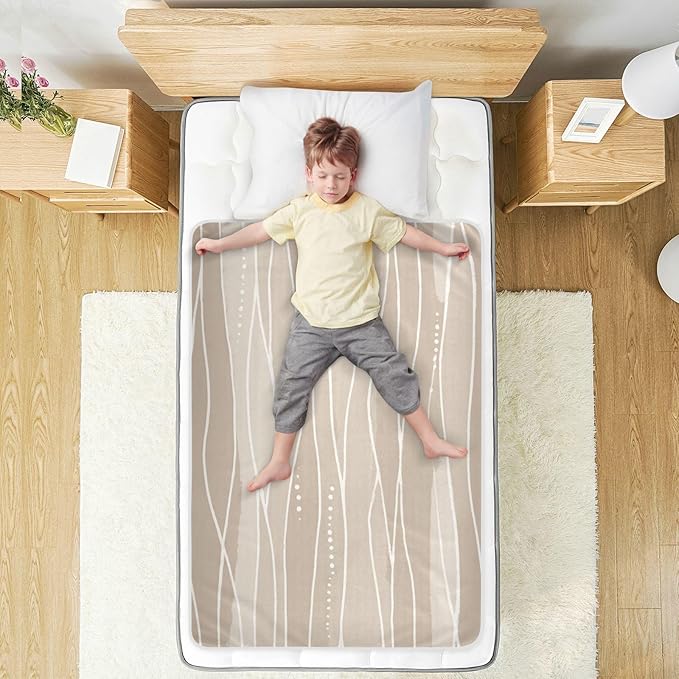 Waterproof Bed Pad Reusable Changing Pad Toddler Mattress Protector Large Pee Pad Baby Diaper Pad Soft Washable Liner Light Brown Boho Wave