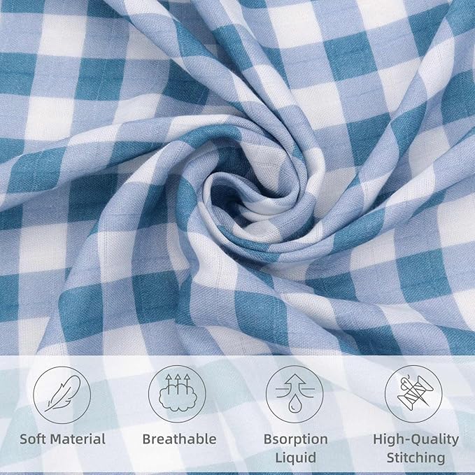 LifeTree Baby Swaddle Blankets, Boys Girls Muslin Swaddling Wrap Receiving Blanket for Newborn, 70% Viscose from Bamboo and 30% Cotton, Large 47" x 47", Duck and Checkered