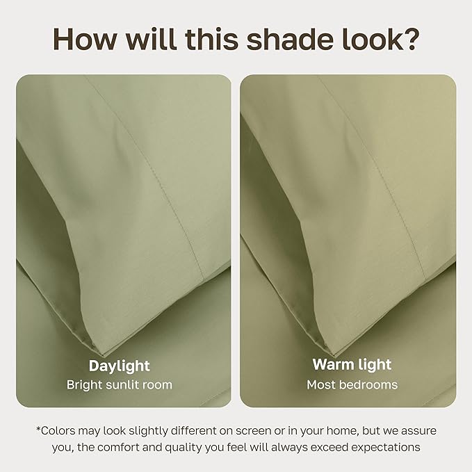 California Design Den Thick and Natural 100% Cotton Bedsheets Queen Size Bed Set - 1000 Thread Count Sheets Queen, Sateen, Deep Pockets, Durable Bedding Set - Sage Green