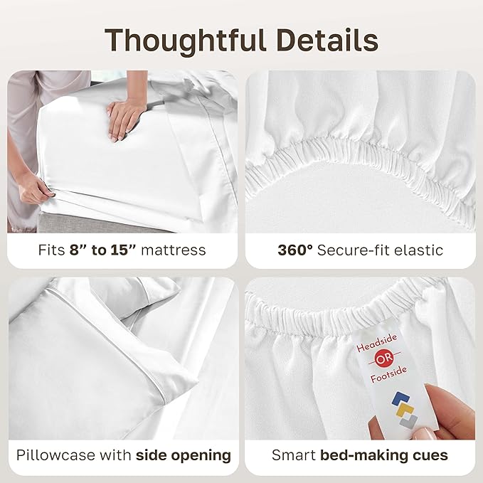 California Design Den Natural 100% Cotton Sheets, Twin Sheets Set, 400 Thread Count Sateen Bedding for Dorm Rooms & Adults, Deep Pockets with All Around Elastic, Durable - Antique White