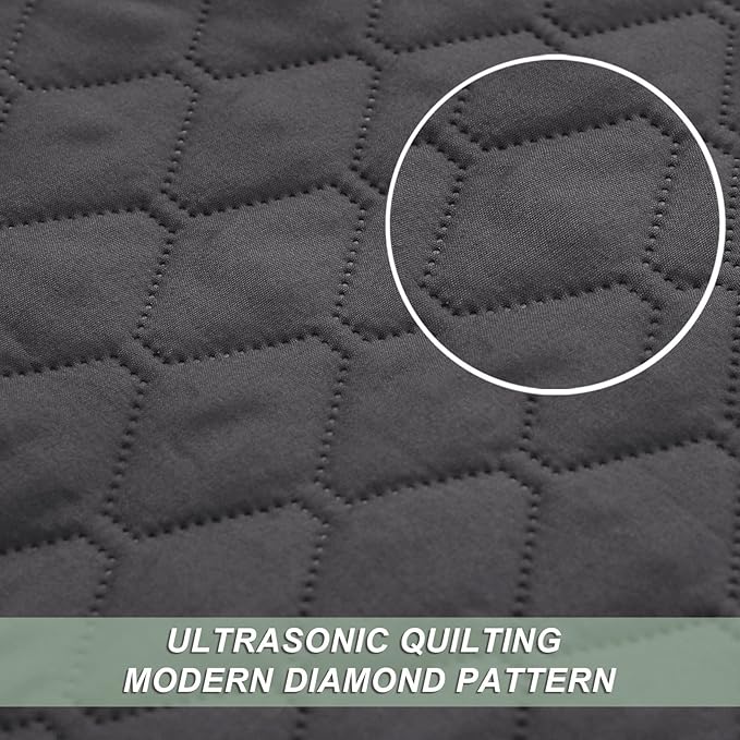 Exclusivo Mezcla Reversible California King Size Quilt Bedding Set with Pillow Shams, Lightweight Quilts Cal King Size, Soft Bedspreads Bed Coverlets for All Seasons - (Grey, 112"x104")