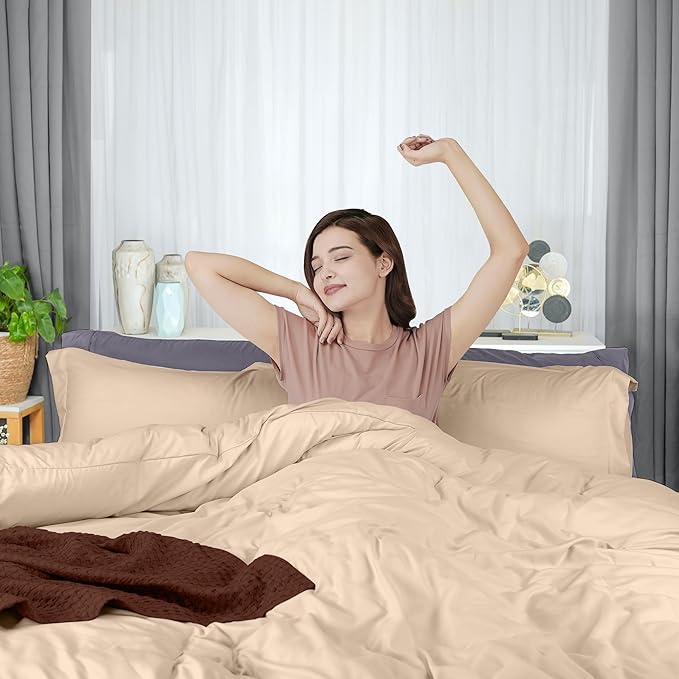 Utopia Bedding Duvet Cover Full Size - 3 Piece with Zipper Closure - 1 Comforter Cover 80X90 Inches & 2 Pillow Shams 20X26 Inches (Beige) Comforter Not Included