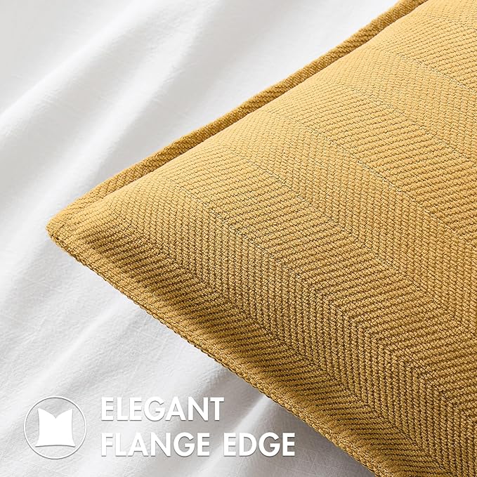 MIULEE Pack of 2 Gold Decorative Pillow Covers 16x16 Inch Soft Chenille Luxurious Couch Throw Pillows Farmhouse Cushion Covers with Elegant Design for Sofa Bedroom Living Room Spring Home Decor