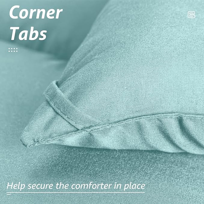 HYLEORY All Season Queen Size Bed Comforter - Cooling Down Alternative Quilted Duvet Insert with Corner Tabs - Winter Warm - Machine Washable - Turquoise