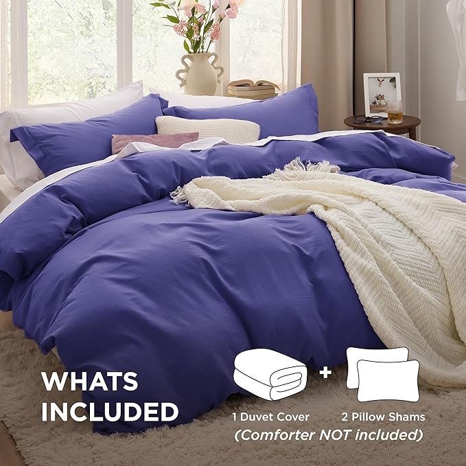 Bedsure Skipper Blue Duvet Cover King Size - 3 Pieces Prewashed Cotton-Like Polyester Extra Soft Bedding Set, Includes 1 Duvet Cover 104x90 Inches with Zipper Closure & 2 Pillow Shams, No Comforter