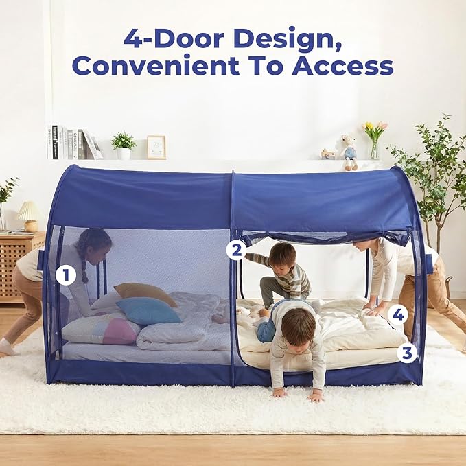 LEEDOR® Bed Tent Dream Tents Bed Canopy Shelter Cabin Indoor Privacy Warm Breathable Pop Up Twin/Full/Queen for Kids and Adult Patent Pending(Mattress Not Included)