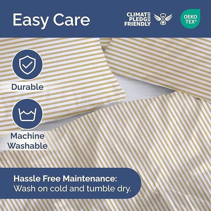Duvet Cover King Size - Extra Soft King Size Duvet Cover - Lightweight, Breathable, Easy Care & Fade Free w/ Zipper Closures & Ties - 104" x 90" Inches - (Beige Stripes 2) Comforter Not Included