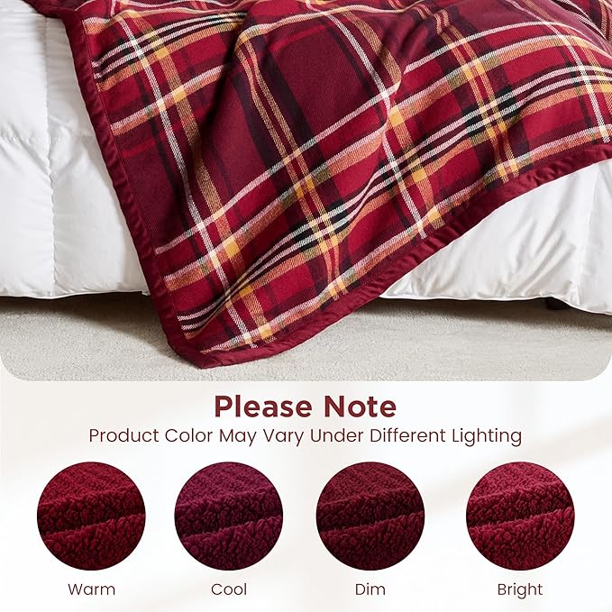 Sophia & William Throw Blanket for Couch Sofa(60x80 Inches) - Reversible Fluffy Soft Blanket, Gifts for Women, Red