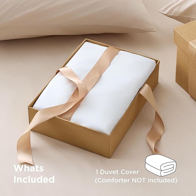 Bedsure Duvet Cover Queen Size - Only Includes 1 Duvet Cover (90"x90"), Hotel Luxury Soft Double Brushed All Season Bedding for Kids & Adults, Zipper Closure, NO Comforter, White